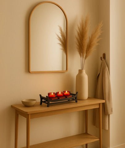 zen inspiredwoodenandglasscandleholder 5 large